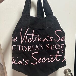 Victoria's Secret Black and Pink Tote Bag